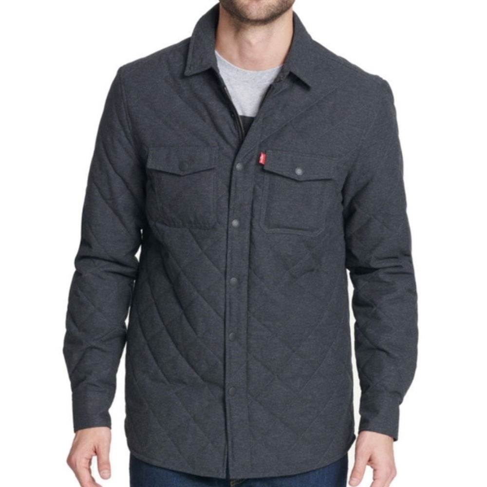 Levi's Men's Charcoal Gray Quilted Shirt Jacket L